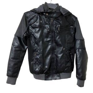 ROBERT PHILLIPE Black Leather Moto Jacket SMALL Unisex
